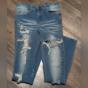 VIP Jeans Blue Distressed Jeans Size 1/2 Cotton